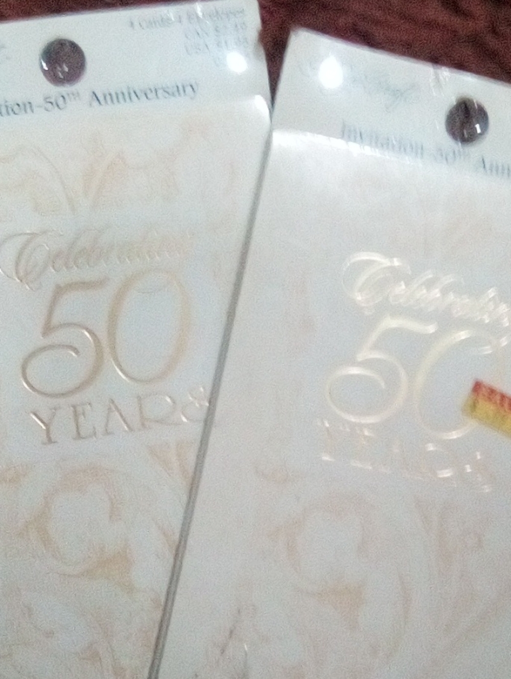 2 Packs 8 Invite Total 50th Anniversary Celebration Greeting Cards Gold & White